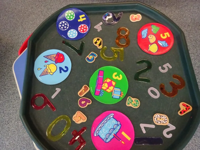 One of our multi-use tables, this time set up for learning about numbers.
